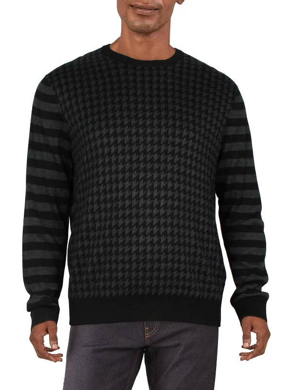 Mens Printed Cotton Crewneck Sweater