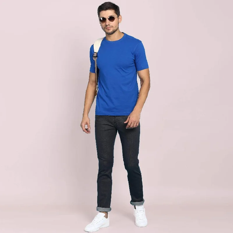 Men's Round Neck Plain T-Shirt Royal Blue (Regular fit)