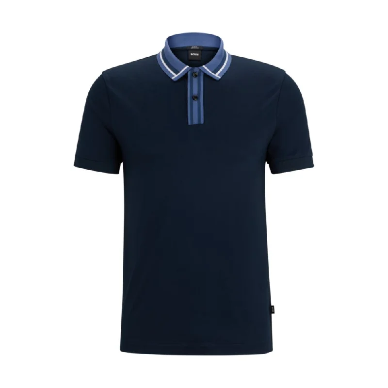 Mercerized-cotton slim-fit polo shirt with contrast stripes