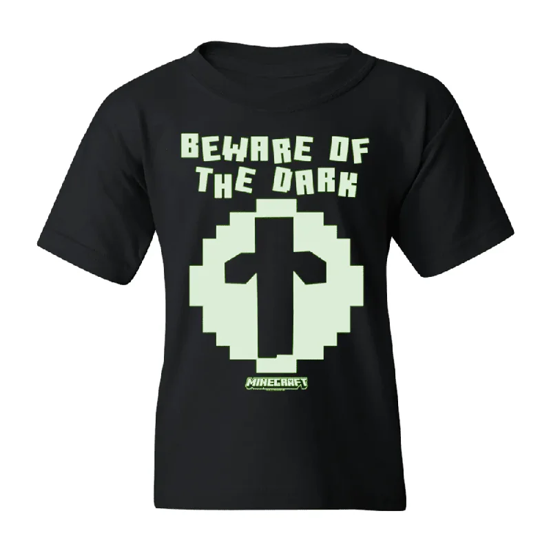 Minecraft Zombie Beware of The Dark Glow in The Dark Kids T-Shirt