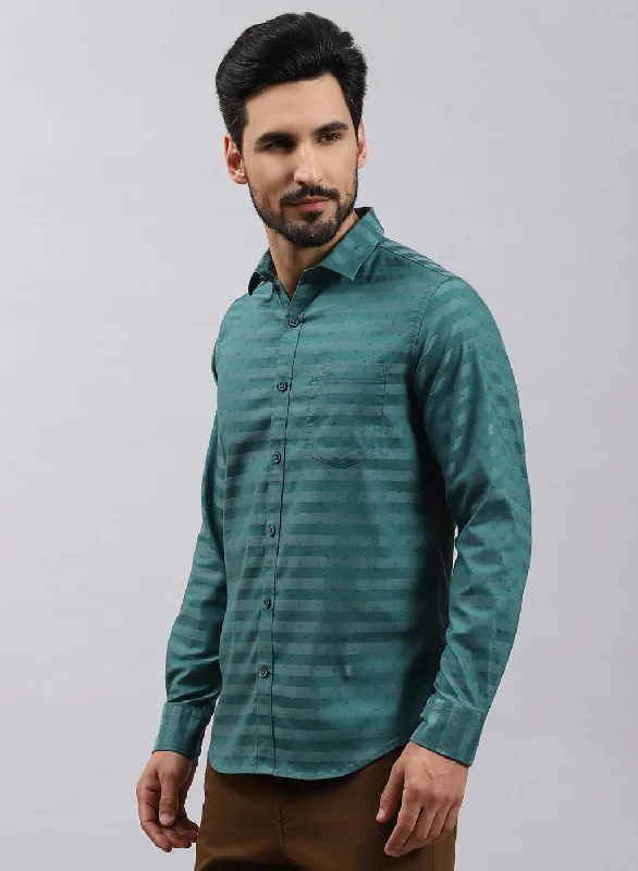 Men Green Printed Cotton Blend Shirt