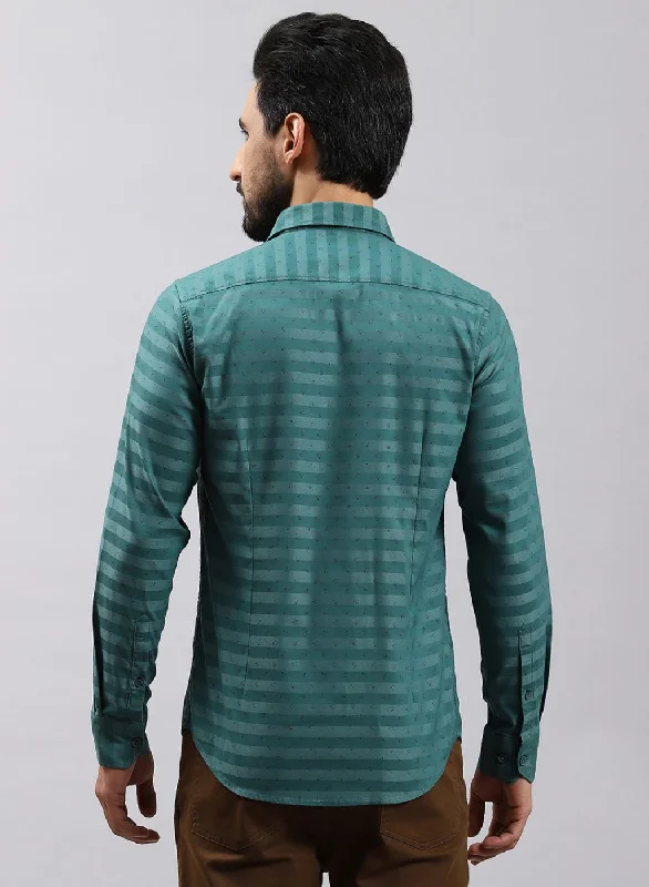 Men Green Printed Cotton Blend Shirt