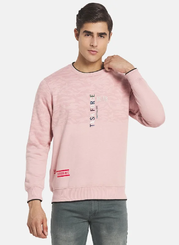 Men Pink Printed Sweatshirt