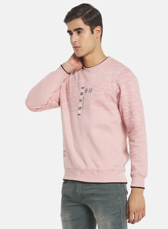 Men Pink Printed Sweatshirt