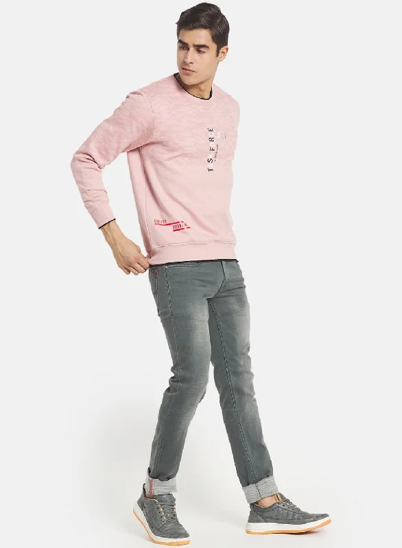 Men Pink Printed Sweatshirt