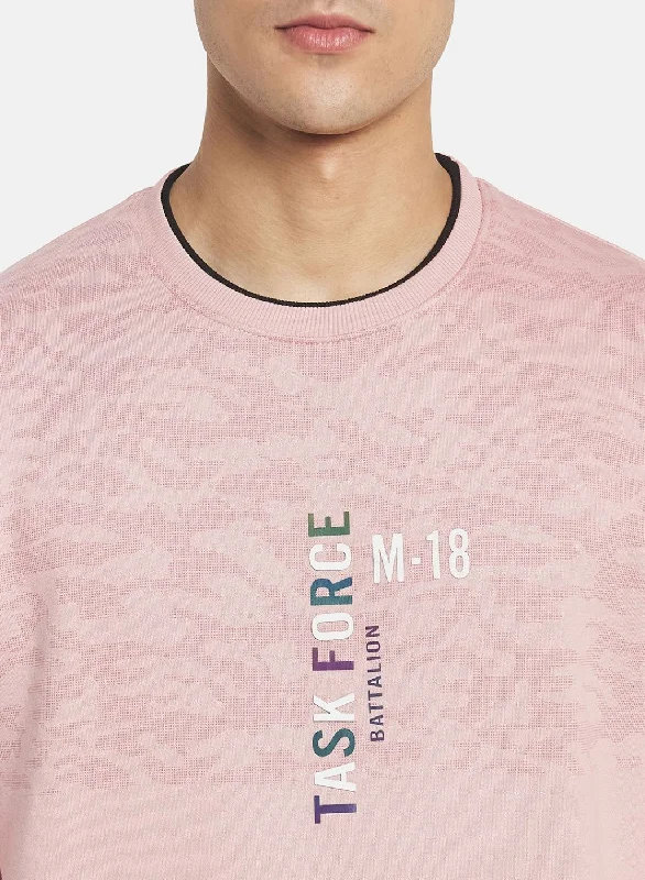 Men Pink Printed Sweatshirt