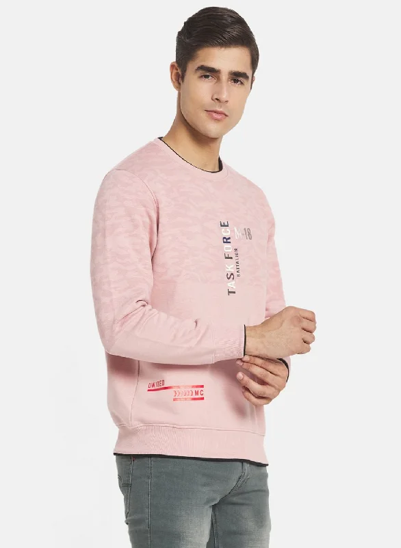 Men Pink Printed Sweatshirt