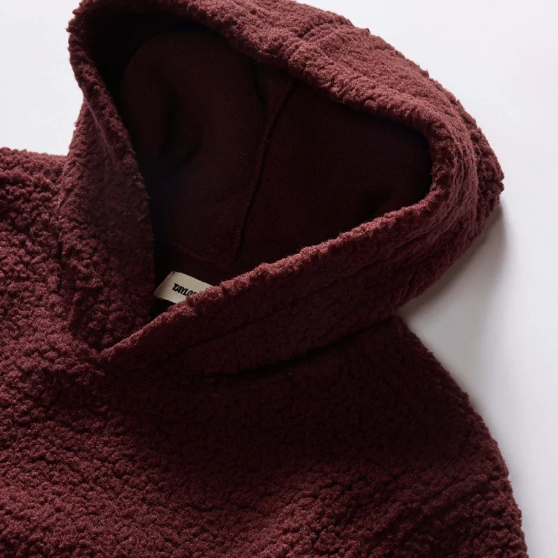 The Nomad Hoodie in Burgundy Sherpa