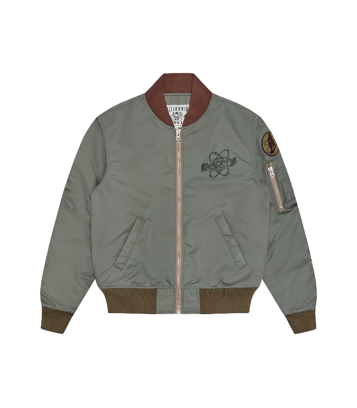 NYLON SHELL BOMBER JACKET - OLIVE