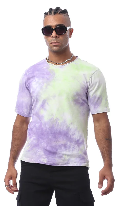 O172001 Purple & Green Tie Dye Tee