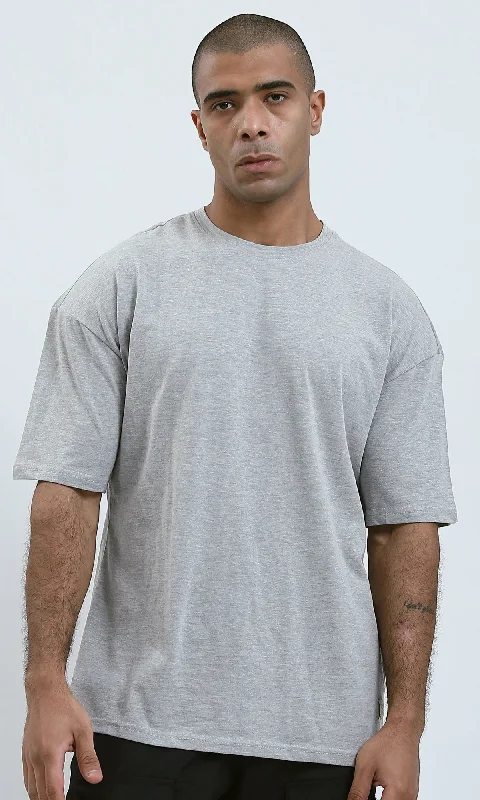 O192447 Heather Light Grey Round Neck Summer Tee