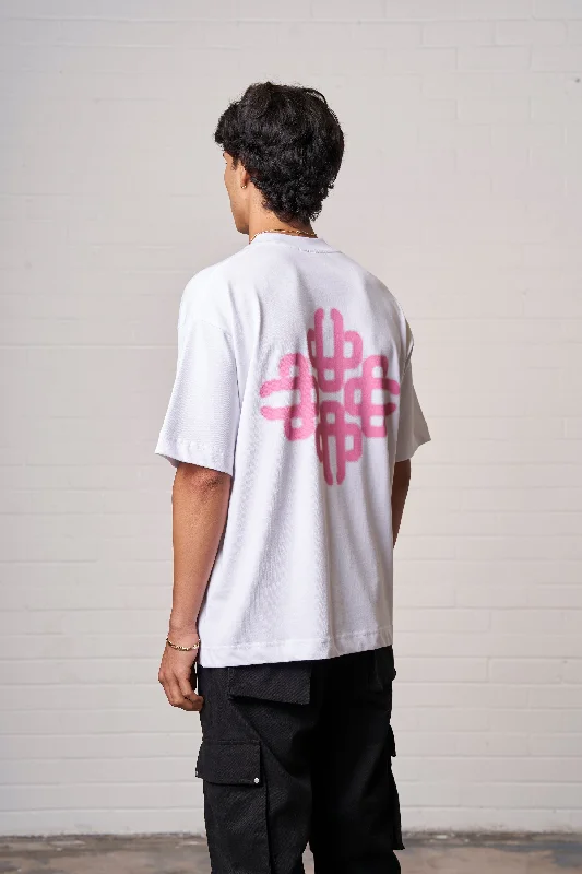 BLURRED GRAPHIC EMBLEM T-SHIRT - PINK