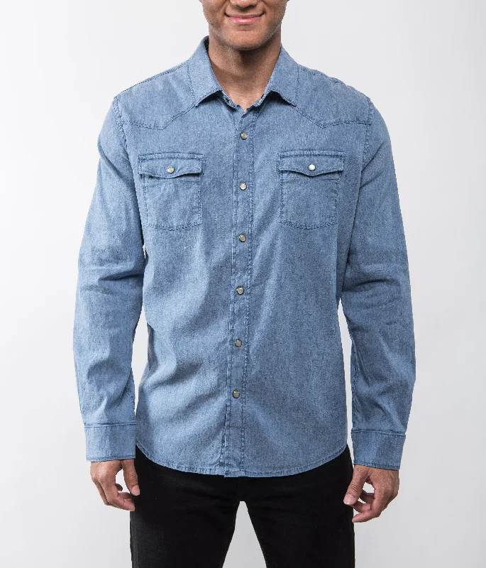 Roper Western Snap Shirt - Ocean Blue