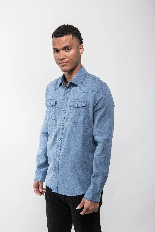 Roper Western Snap Shirt - Ocean Blue