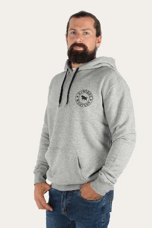 Signature Bull Mens Pullover Hoodie - Grey Marle/Black