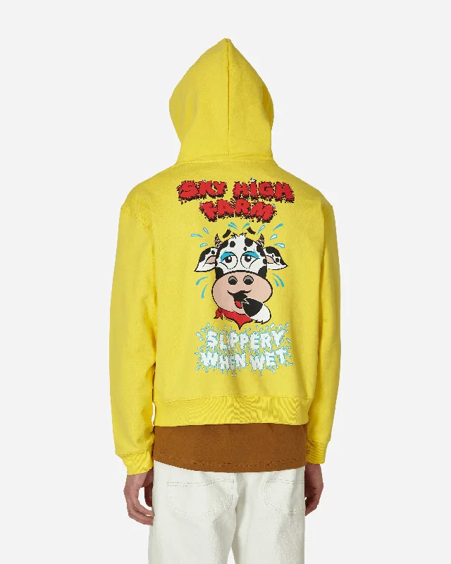 Flatbush Printed Zipped Hooded Sweatshirt Yellow