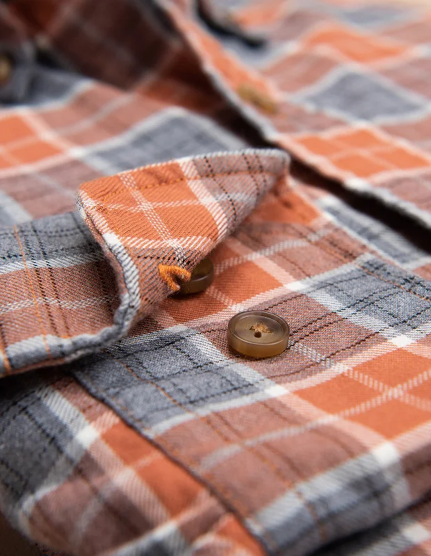 Soft Wash Burnt Orange Multi Stacked Plaid