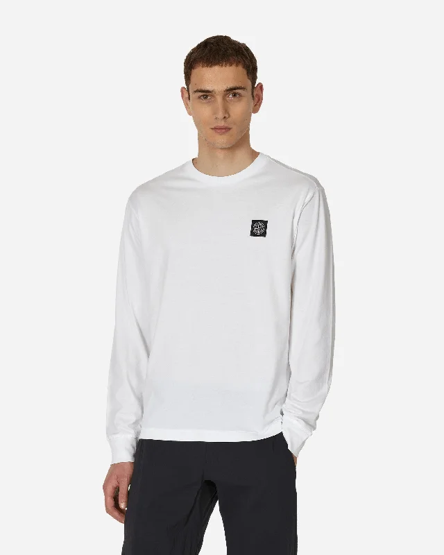 Garment Dyed Logo Longsleeve T-Shirt White