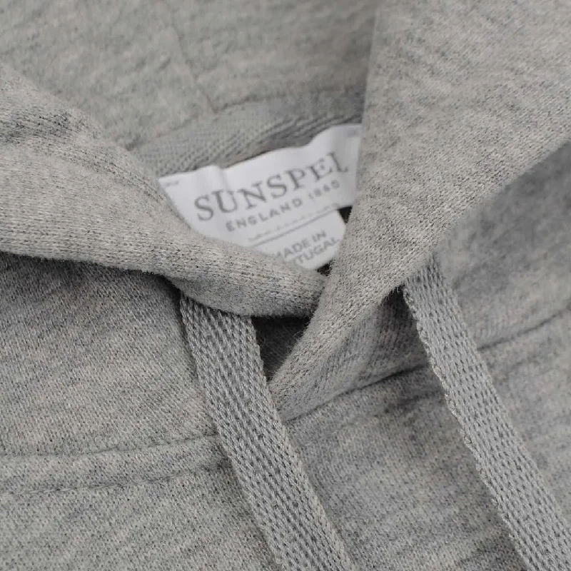 Sunspel Loopback Overhead Hoody Grey Melange