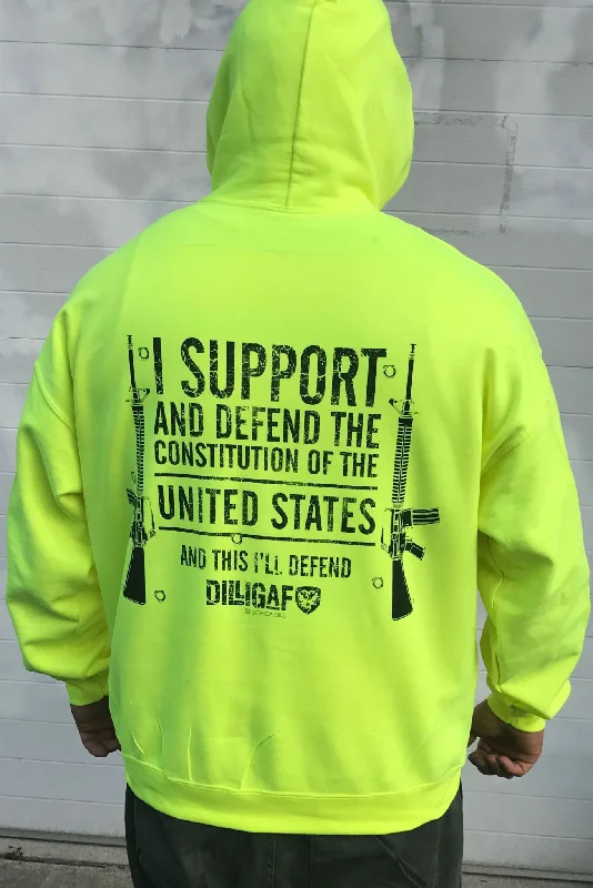 Support and Defend the USA SAFETY GREEN Dilligaf Pullover Hoodie