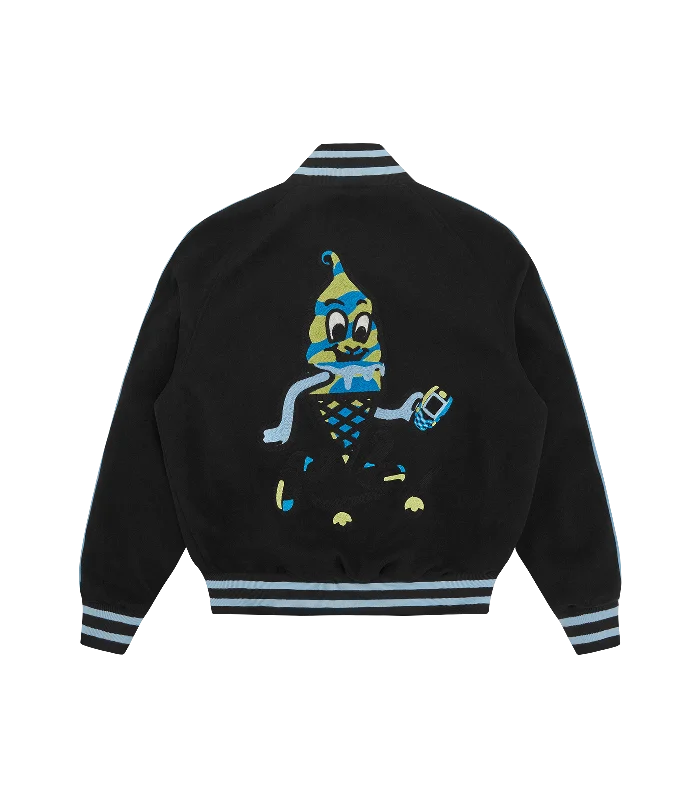 TEAM EU SKATE CONE VARSITY JACKET - BLACK