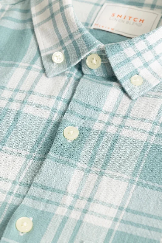 Titan Turquoise Checks Linen Shirt