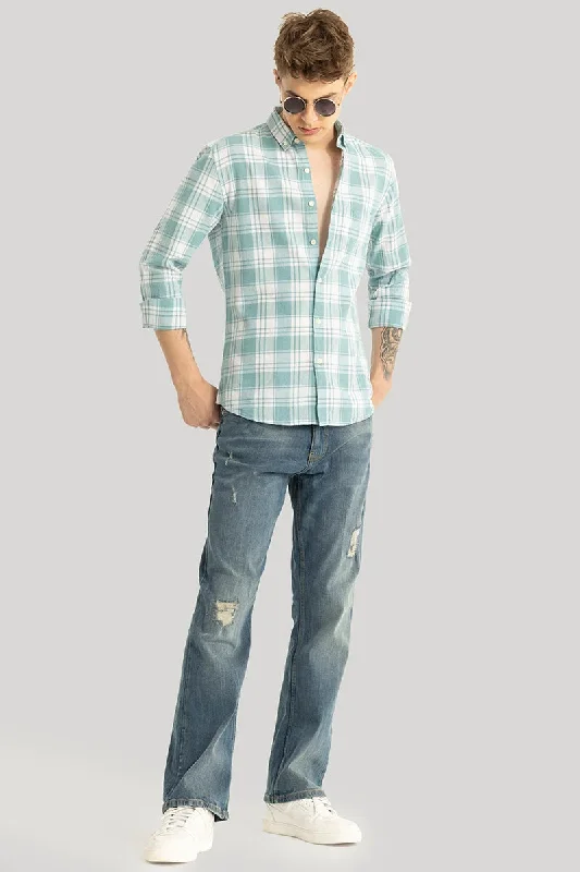 Titan Turquoise Checks Linen Shirt