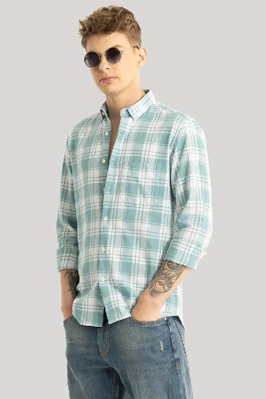 Titan Turquoise Checks Linen Shirt