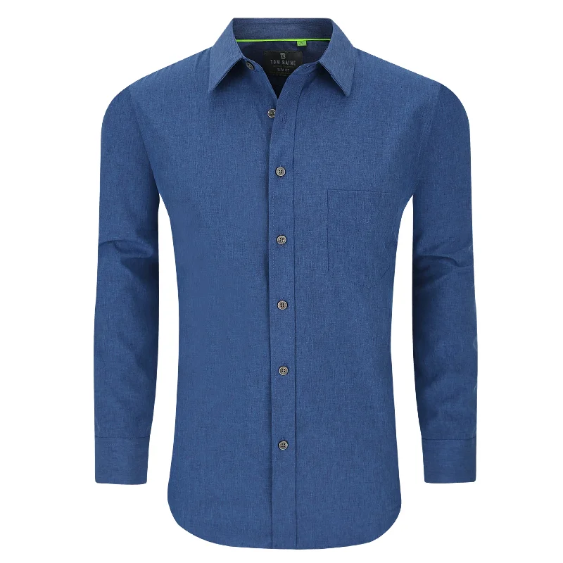 Tom Baine Slim Fit Performance Long Sleeve Soild Button Down