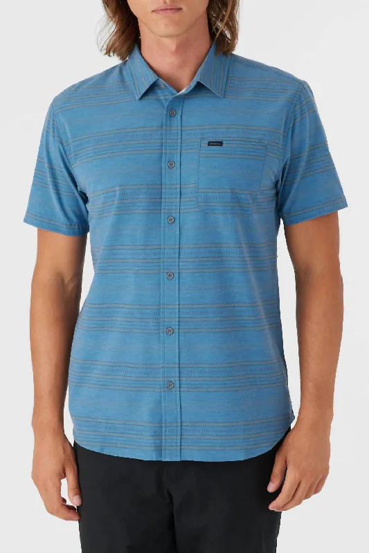 Trvlr Upf Traverse Stripe Standard Shirt In Copen Blue