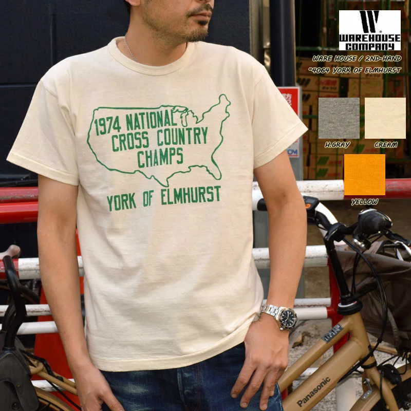 WAREHOUSE 2ND-HAND ""4064 "" ""YORK OF ELMHURST"" S/S Print T-shirt