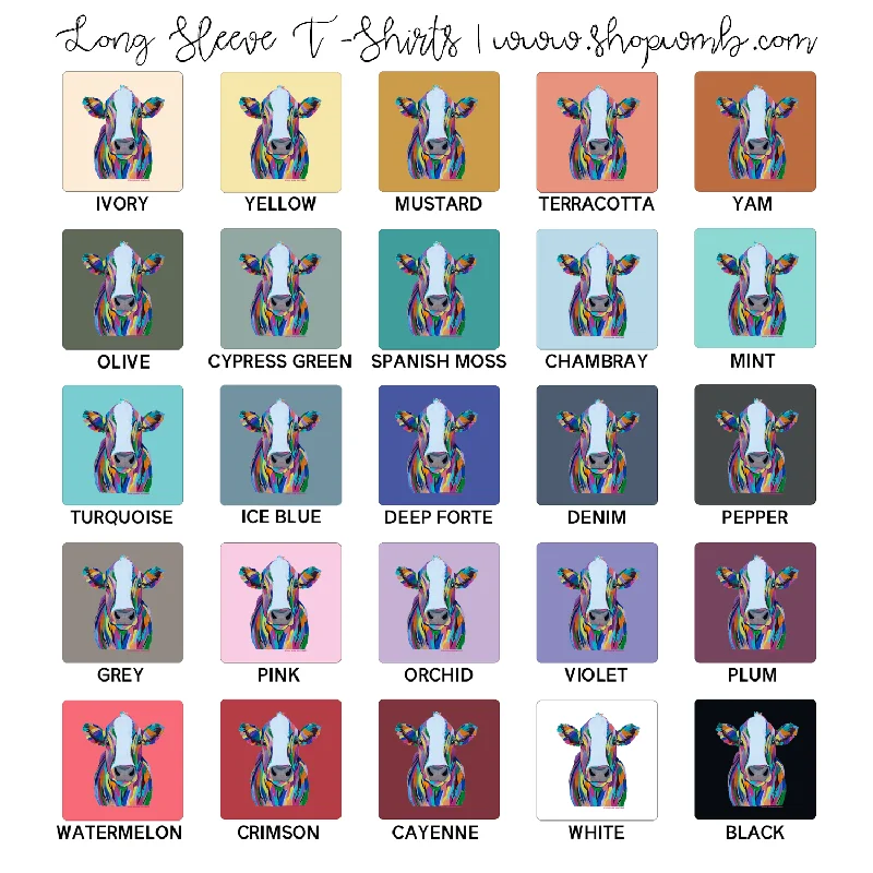 Rainbow Cow LONG SLEEVE T-Shirt (S-3XL) - Multiple Colors!