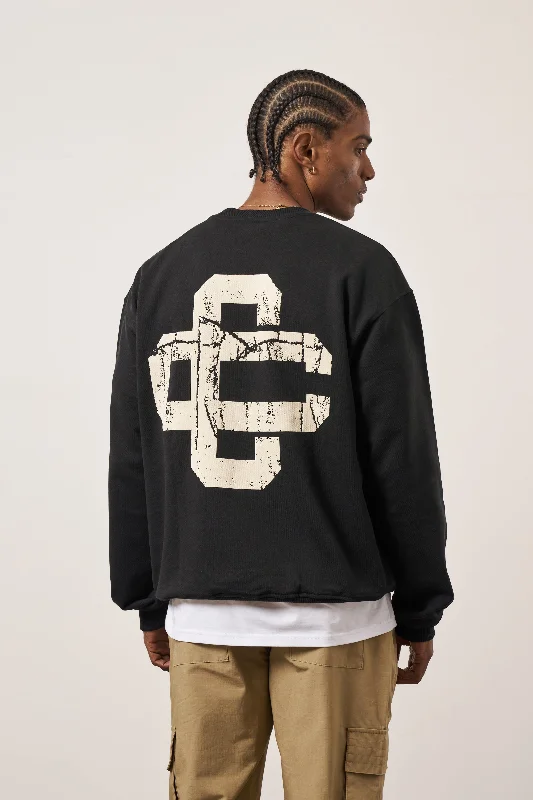 CRACKED EMBLEM SWEATSHIRT - BLACK