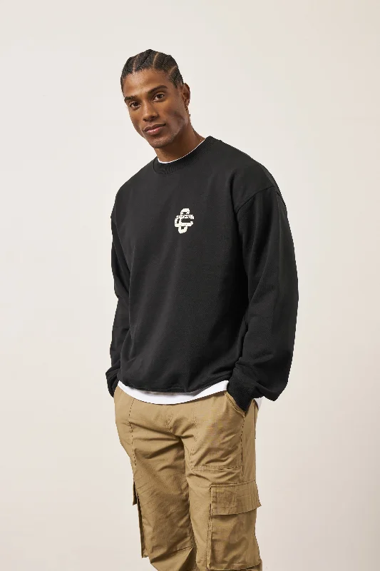 CRACKED EMBLEM SWEATSHIRT - BLACK