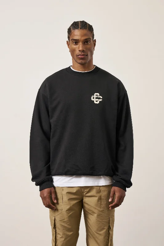 CRACKED EMBLEM SWEATSHIRT - BLACK