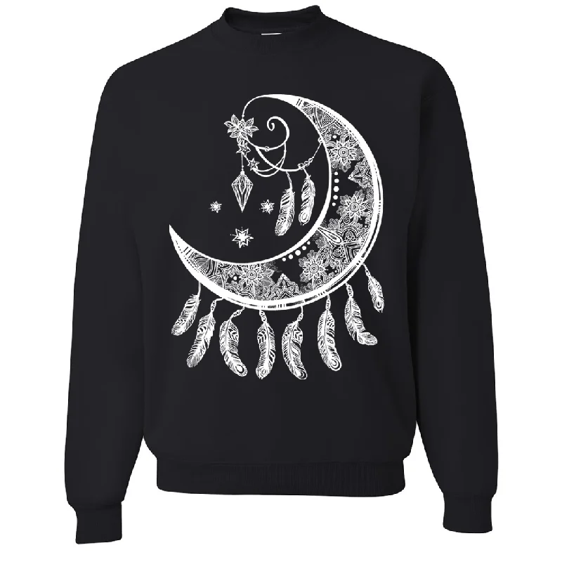 Crescent Moon Dreamcatcher White Crewneck Sweatshirt