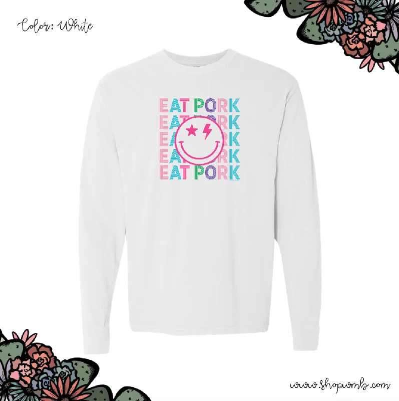 Eat Pork Line Smile LONG SLEEVE T-Shirt (S-3XL) - Multiple Colors!