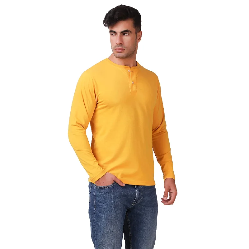 Mustard Henley T-Shirt For Men