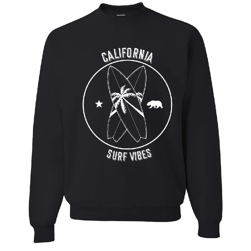 Surf Vibes White Print Crewneck Sweatshirt