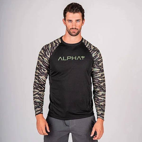 Tactical Long Sleeve Mesh | Black | 2 Sleeve Tiger Camo | Alpha